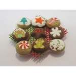 Dolls House Christmas Cookies 9 Miniature Xmas Biscuits and Plate 1:12th Scale