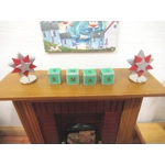Dolls House Christmas Decoration Xmas Noel Letter Blocks Green and Silver 1:12 Scale