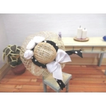 Dolls House Hat Black & White Mini Satin Roses and Bow Miniature Clothes Accessory 1:12 Scale