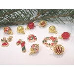 Dolls House Christmas Tree Decorations 12 Red Gold Miniature Baubles and Trinkets 1:12th Scale