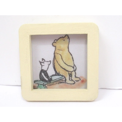 Dolls House Picture Winnie the Pooh and Piglet Miniature Nursery Decor 1:12 Scale