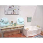 Dolls House Towels 4 Blue with Miniature Bath Salts and Ornament Jars 1:12th Scale