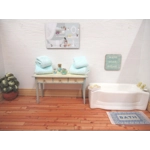 Dolls House Towels 4 Blue with Miniature Bath Salts and Ornament Jars 1:12th Scale