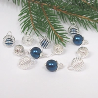 Dolls House Christmas Tree Decorations 12 Blue and Silver Miniature Baubles 1:12th Scale