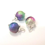 Dolls House Christmas Tree Decorations 8 Rainbow Silver Top Baubles Miniature Ornaments 1:12th Scale