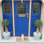 Dolls House Topiary 2 Handmade Miniature Trees in Duck Egg Blue Colour Terracotta Pots 1:12th Scale