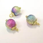 Dolls House Christmas Tree Decorations 8 Rainbow Gold Top Baubles Miniature Ornaments 1:12th Scale