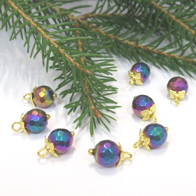 Dolls House Christmas Tree Decorations 8 Multi Colour Faceted Mini Baubles 1:12th Scale