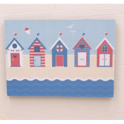 Dolls House Picture Beach Huts 1:12 Scale Miniature Wall Art Decor