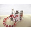 Dolls House Perfume Bottles Tray & Necklace Red Silver 1:12th Scale Dressing Table Miniatures