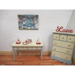 Dolls House Perfume Bottles Tray & Necklace Red Silver 1:12th Scale Dressing Table Miniatures