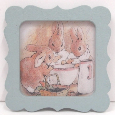 Dolls House Nursery Picture Peter Rabbit Scene Blue Framed Miniature Decor Accessory 1:12 Scale