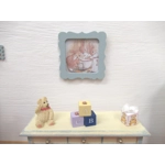 Dolls House Nursery Picture Peter Rabbit Scene Blue Framed Miniature Decor Accessory 1:12 Scale