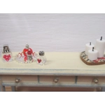 Dolls House Perfume Bottles Red & Silver with Tray Dressing Table Miniature Ornament 1:12th Scale