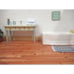 Dolls House Miniature Ornament BATH Word Blue and White Letters on Wooden Stand 1:12 Scale