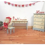 Dolls House Bunting 9 Wood Decorated Love Hearts Miniature Decoration 1:12 Scale