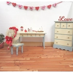 Dolls House Bunting 9 Wood Decorated Love Hearts Miniature Decoration 1:12 Scale