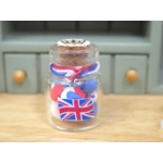 Dolls House Sweets and Glass Jar UK Flag Decal Red White and Blue Miniature Accessories 1:12th Scale