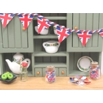 Dolls House Sweets and Glass Jar UK Flag Decal Red White and Blue Miniature Accessories 1:12th Scale