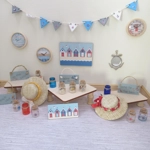 Dolls House Bunting Beach House Hut 9 Wood Flags Miniature Seaside Theme Garland 1:12 Scale