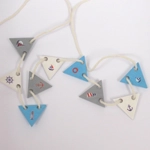 Dolls House Bunting Beach House Hut 9 Wood Flags Miniature Seaside Theme Garland 1:12 Scale