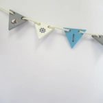 Dolls House Bunting Beach House Hut 9 Wood Flags Miniature Seaside Theme Garland 1:12 Scale