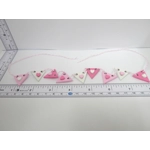 Dolls House Pink Bunting 9 Wood Flags with Hearts Miniature Nursery Girls Bedroom Decor 1:12 Scale
