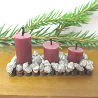 Dolls House Candles Red and Silver Miniature Ornament 1:12 Scale