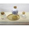 Dolls House Miniature Perfume Bottles on a Gold Coloured Tray Dressing Table Ornament 1:12th Scale