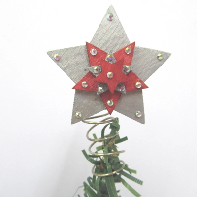 Dolls House Christmas Tree Topper Red and Silver Star Ornament 1:12th Scale Miniature Decoration