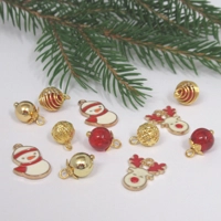 Dolls House Christmas Tree Decorations 12 Red Gold Miniature Baubles and Trinkets 1:12th Scale