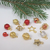 Dolls House Christmas Tree Decorations 12 Red Gold Baubles Miniature Ornaments 1:12th Scale