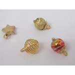 Dolls House Christmas Tree Decorations 12 Red Gold Baubles Miniature Ornaments 1:12th Scale