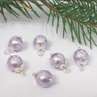 Dolls House Christmas Tree Decorations 6 Miniature Lilac Silver Hand Decorated Baubles 1:12th Scale