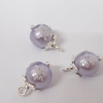 Dolls House Christmas Tree Decorations 6 Miniature Lilac Silver Hand Decorated Baubles 1:12th Scale