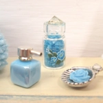 Dolls House Towels Blue & White with Bath Salts and 2 Soaps 1:12th Scale Bathroom