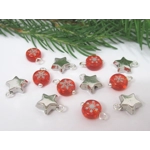 Dolls House Christmas Tree Decorations 12 Miniature Baubles & Stars Red Silver 1:12th Scale