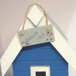 Miniature Beach Hut Sign Wood Hanging Notice 1:12th Scale Dolls House Accessories