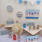 Miniature Beach Hut Sign Wood Hanging Notice 1:12th Scale Dolls House Accessories