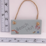 Miniature Beach Hut Sign Wood Hanging Notice 1:12th Scale Dolls House Accessories