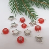 Dolls House Christmas Tree Decorations 12 Miniature Baubles & Stars Red Silver 1:12th Scale