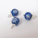Dolls House Christmas Tree Decorations 6 Hand Decorated Blue Silver Miniature Baubles  1:12 Scale