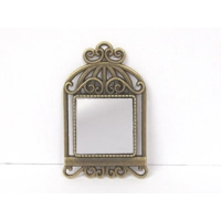 Dolls House Mirror Lace Bezel Bronze Birdcage Frame Miniature Wall Decor 1:12th Scale