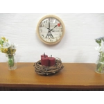 Dolls House Clock in a Wooden Frame Carte Postale Paris Vintage Theme 1:12th Scale Miniature Decor
