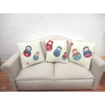 Miniature Cushion Nesting Dolls Print Matryoshka Throw Pillow Handmade 1:12 Scale Accessory