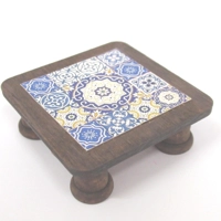 Dolls House Table Blue Moroccan Style Handmade Low Coffee Occasional Miniature Furniture 1:12 Scale