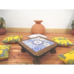 Dolls House Table Blue Moroccan Style Handmade Low Coffee Occasional Miniature Furniture 1:12 Scale
