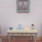 Dolls House Toy Letter Blocks Peter Rabbit Set of 3 Miniature Blue White Nursery Playroom 1:12 Scale