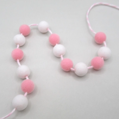 Dolls House Pom Pom Garland Pink & White Miniature Decor 1:12 Scale