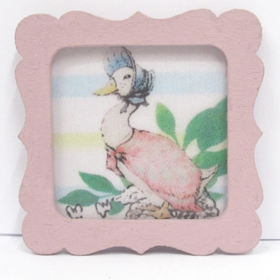 Dolls House Nursery Picture Jemima Puddle-Duck Pink Framed Miniature 1:12 Scale Wall Decor